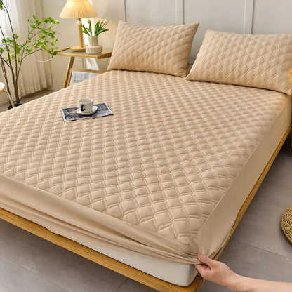 WASART Waterproof mattress protector cover quilted thicken elastic fitted sheet style couple double bed protection pad king size