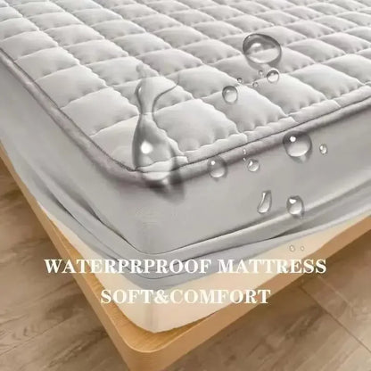 Waterproof Quilted Mattress Cover Solid Color Mattress Protector Cover for Bedroom Anti-bacterial Bed Cover no pillowcase.