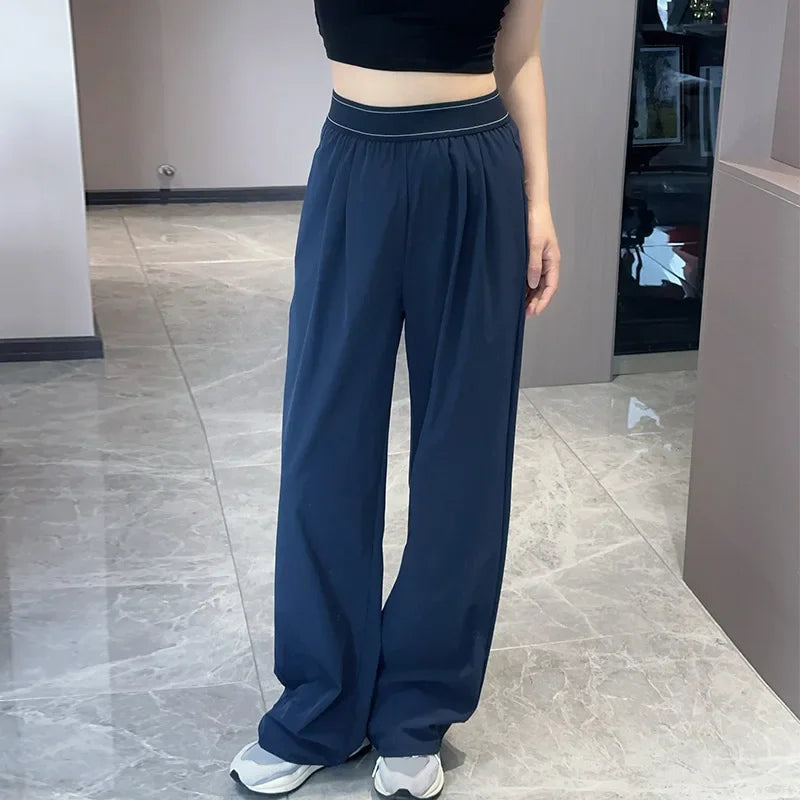 High Waist Yoga Pants Women's Sporty Lightweight Loose Straight Leg Quick Dry Comfortable Fit Casual Trousers.