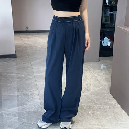 High Waist Yoga Pants Women's Sporty Lightweight Loose Straight Leg Quick Dry Comfortable Fit Casual Trousers.