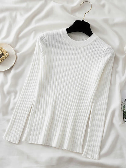 Oansatz Rippen Langarm Koreanische Slim-fit Weibliche Pullover Pullover Frauen Pullover Stricken Weiche Jumper Tops Neue Herbst Winter tops.