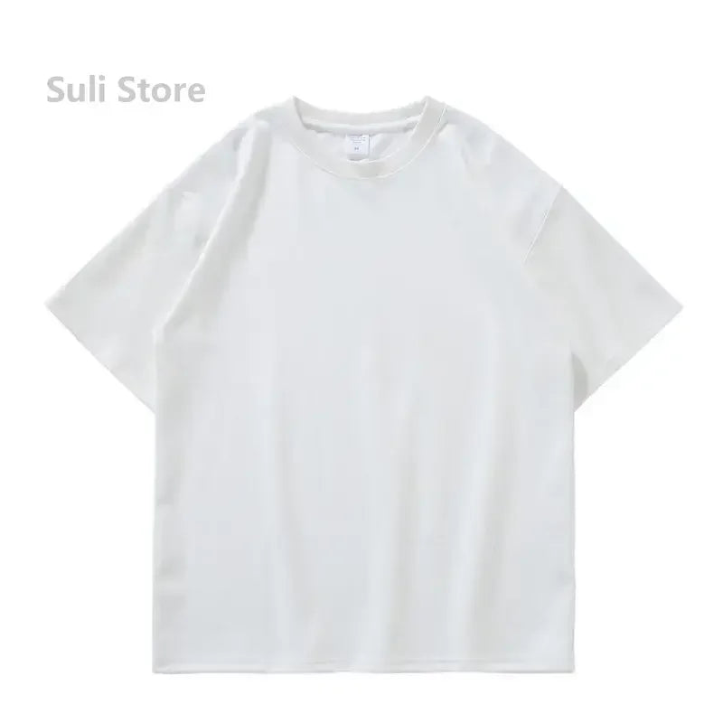 600g Heavy-duty Cotton Short Sleeved T-shirt for Men's Fashion Pure Cotton Thickened Short Sleeved Half Sleeved Tee.