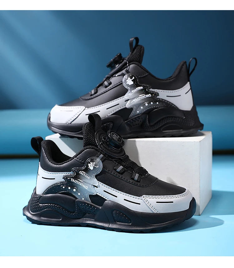 Boys Anti-Slip Waterproof Leather Running Shoes Outdoor Sports Walking Shoes Comfort Kids Sneakers For Autumn Winter 5-16 Years.