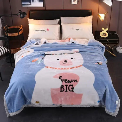 Double Layer Winter Thicken Raschel Plush Weighted Blanket For Bed Warm Heavy Blankets Throw Printed Flowers Fluffy Soft Carpet.