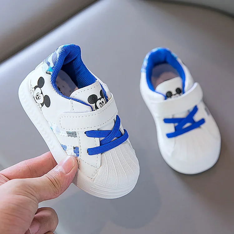 Disney White Casual Shoes For Baby Boy Girl Brand Children Sneaker Mickey Mouse Kids Sports Shoes Toddler Walking Shoes Size 25.