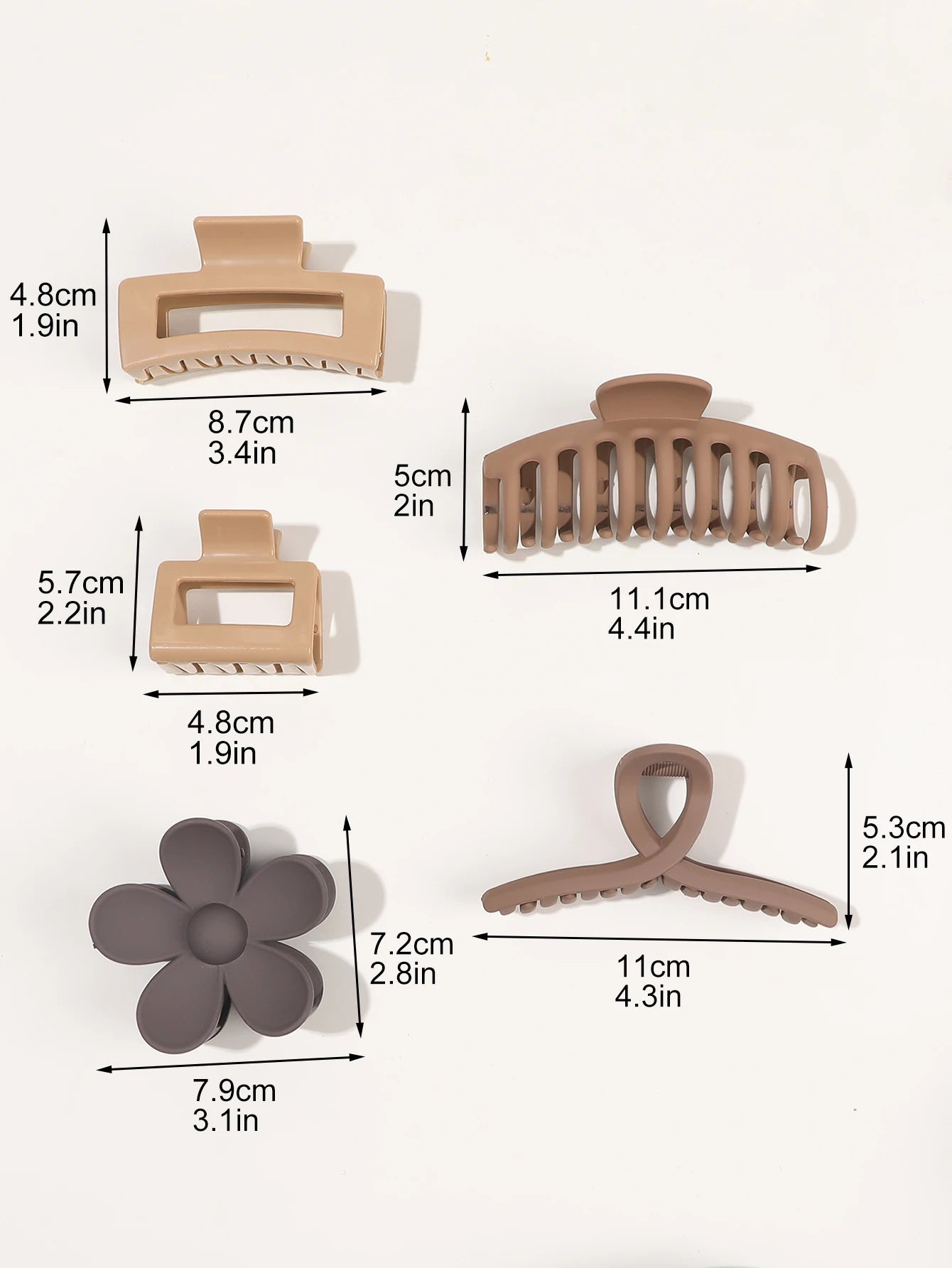 7/8Pcs Neutral Color Hair Clips for Women 4.7Inch Large Hair Claw for Thin Thick Hair,Big Matte Banana Clip,Strong Hold jaw clip.