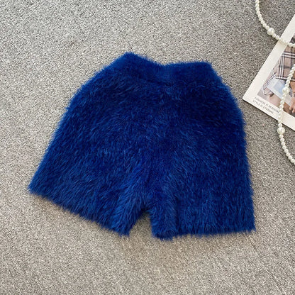 Autumn Winter New Knitted Shorts Women Korean High Waist Bottoms Causal Fashion Warm Sweater Short Femme