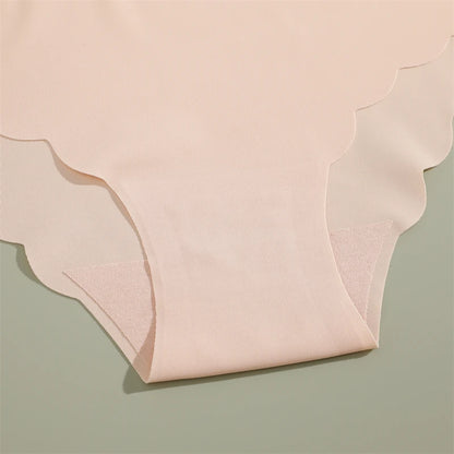 5PCS/Set Seamless Ruffle Waist Underwear for Women Sexy Ice Silk Breathable Panties Female Low Rise Stretchy Briefs Lingeries