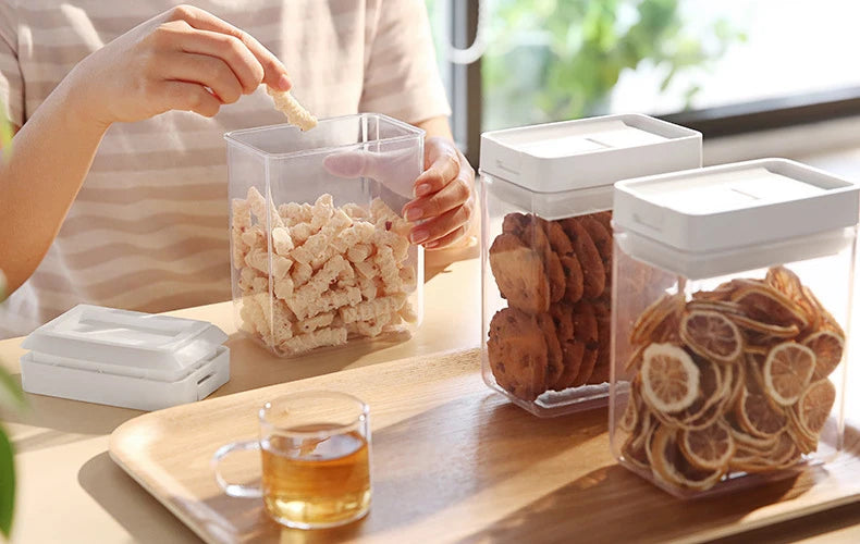 Pasta Storage Box Transparent Plastic Grain Seal Tank Spaghetti Storage Container Moisture-Proof Snack Jar Kitchen Food Tank.