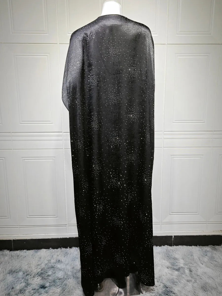 Women Ramadan Eid Arabic Dubai Abaya Luxury Muslim Fashion Hot Beading Long Dress Kaftan Robe Femme Islam Prayer Clothing Kebaya.