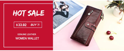 Contact's New Genuine Leather Wallet Fashion Coin Purse For Ladies Women Long Clutch Wallets With Cell Phone Bags Card Holder