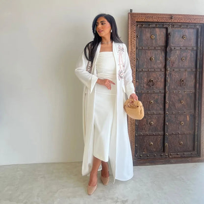 Ramadan Eid Kebaya White Muslim Modest Kimono Women Clothing Abaya Damen Dubai Luxury Islam Kaftan Robe Longue Femme Musulman.