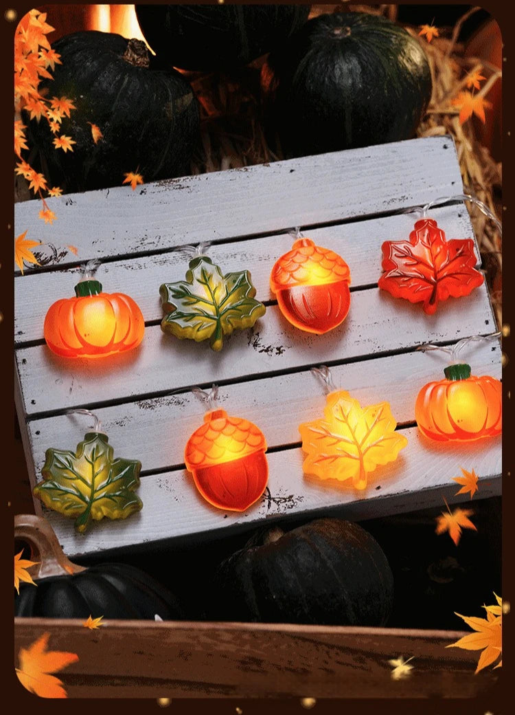 1,5/3 m Halloween LED Kürbis Lichterkette Mutter Ahornblatt Lampe Hause Weihnachten Party Dekoration Hängen Lichter Thanksgiving geschenke.