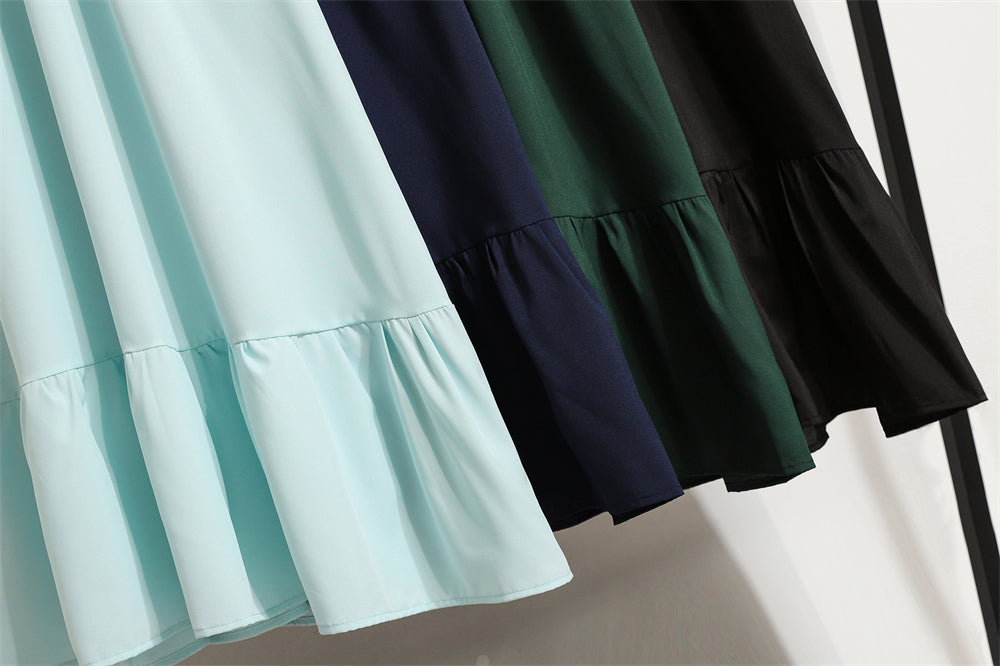 Frühling Herbst Mode weibliche Vestidos solide volle Ärmel O-Ausschnitt lässig Chiffon Kleid Frauen muslimischen langen Kleid Maxi kleider.