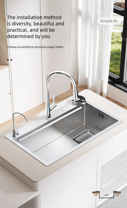Kitchen Sink 316L Food Grade Stainless Steel Large Single Slot Wash Dish and Wash Vegetable Basin Homeuse Undercounter Bowl