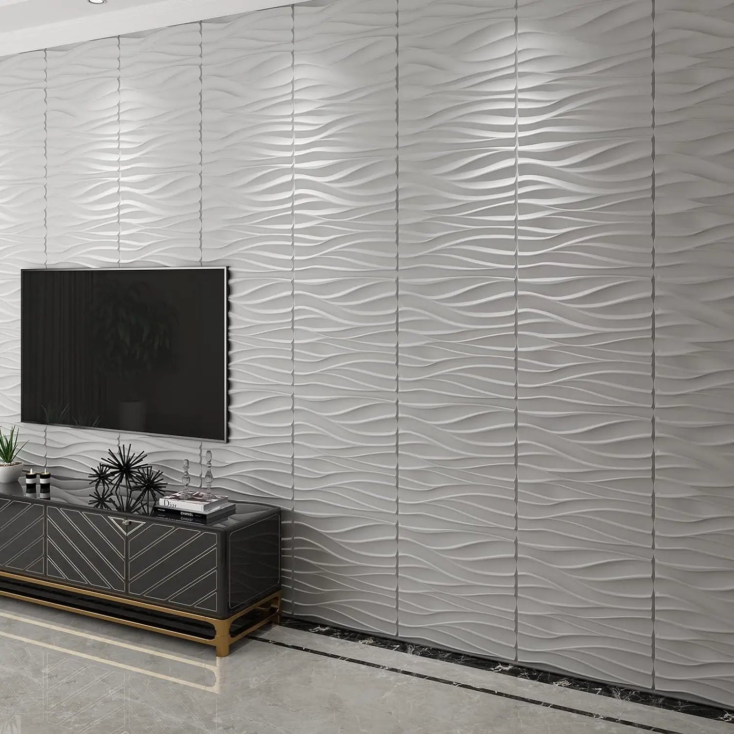 KUUJOJO 12pcs 3D textured wall panel for indoor wall decoration, suitable for living room, hall, bedroom, hotel, office