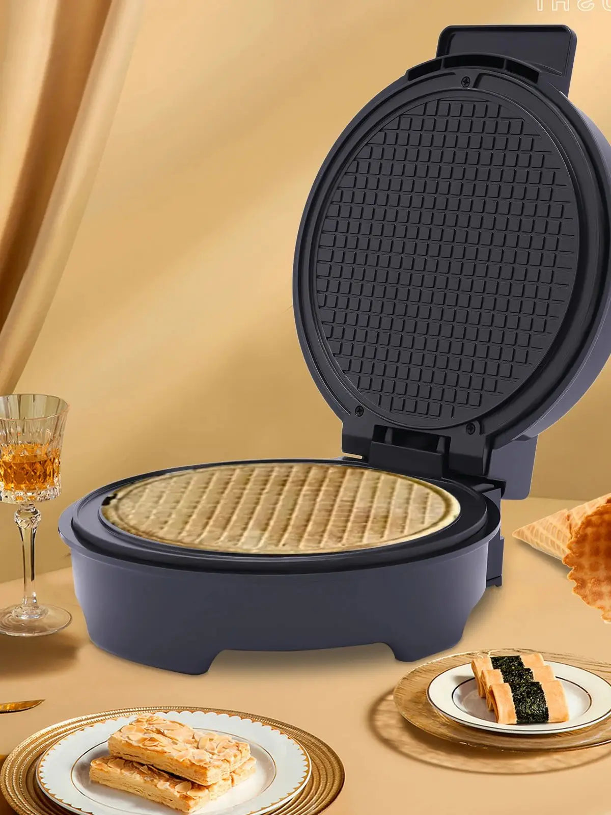 Waffle Iron 1200W Electric Waffle Cone Maker Non Stick Iron Plate Baking Mould with Anti Scalding Handle Indicator Light.
