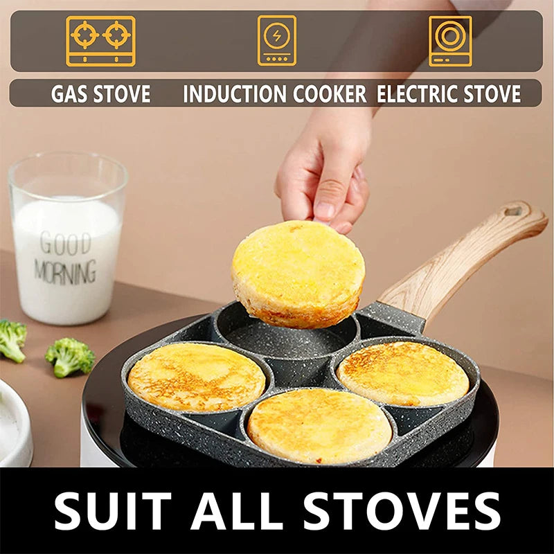 LMETJMA Egg Frying Pan Nonstick Pancake Pans 4-Cups Cookware Pancake Pan Egg Pan Suitable for Gas Stove Induction Cooker JT87.