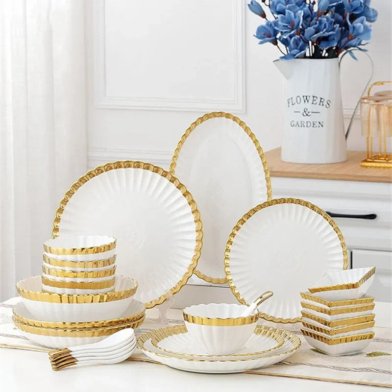 1pcs Upgrade white porcelain plates for food, dinner dishes, salad, soup bowls, ceramic porcelain plates, and tableware.