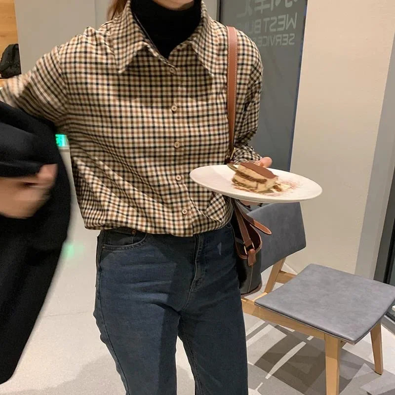 Fashion Casual Women's Plaid Shirt Autumn New Boutique Ladies Blouse and Tops Female Long Sleeve Blouses Clothes.