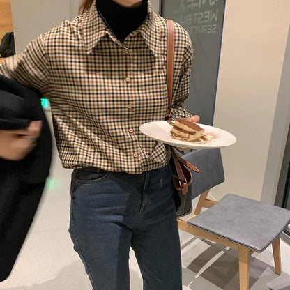 Fashion Casual Women's Plaid Shirt Autumn New Boutique Ladies Blouse and Tops Female Long Sleeve Blouses Clothes.
