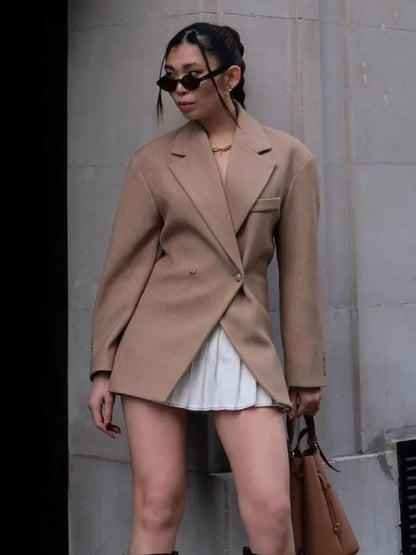 Neue Diagonal schnalle frauen Jacke Anzug Klassische Vintage Casual Jacken Herbst Mode Retro Frauen Mantel Revers Weibliche Mäntel Tops.