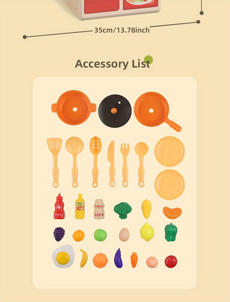 Realistic Pretend Play Cooking Toy for Kids, Chef Playset Kitchen Accessories, Lights & Sounds,for Toddles Girls Boys Gifts.