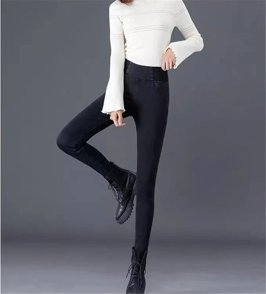 Pencil Jeans Women Spring Fall High Waist Skinny Denim Pants New Korean Casual Stretch Vaqueros Vintage Leggings Kot Pantolon.