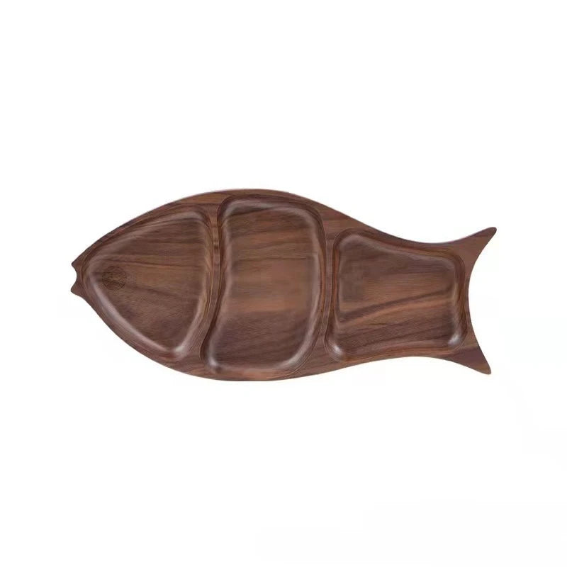 Wooden Leaf Shaped Fish Shaped Nut Tray Divided Plate Fruit Bread Pastry Tray Japanese Tableware.