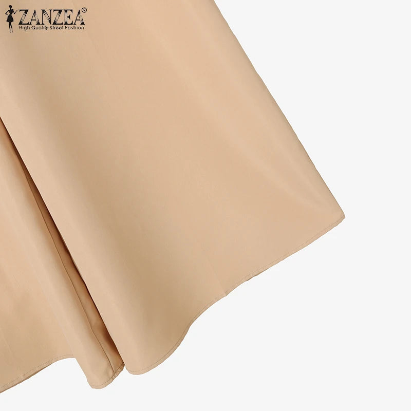 ZANZEA Elegant 2 Pieces Pant Sets Long Sleeve Belted Lightweight Blazer & Wide Leg Pant 2pcs Suits Office Lady Commuting Sets.