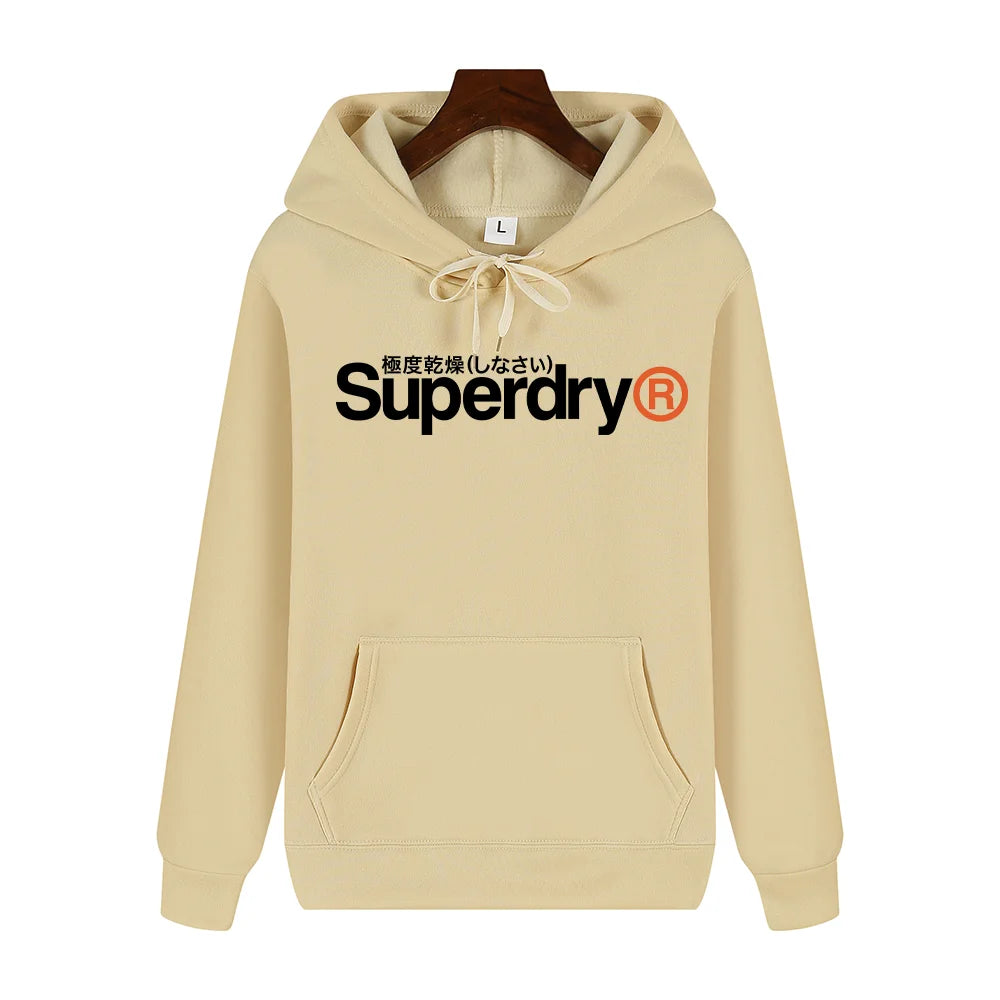 SUPERDRY Men's Autumn and Winter Fashion Brand Casual Hooded Sweatshirt Street Hip-hop Retro Sweatshirt Sports Men's Hoodie.