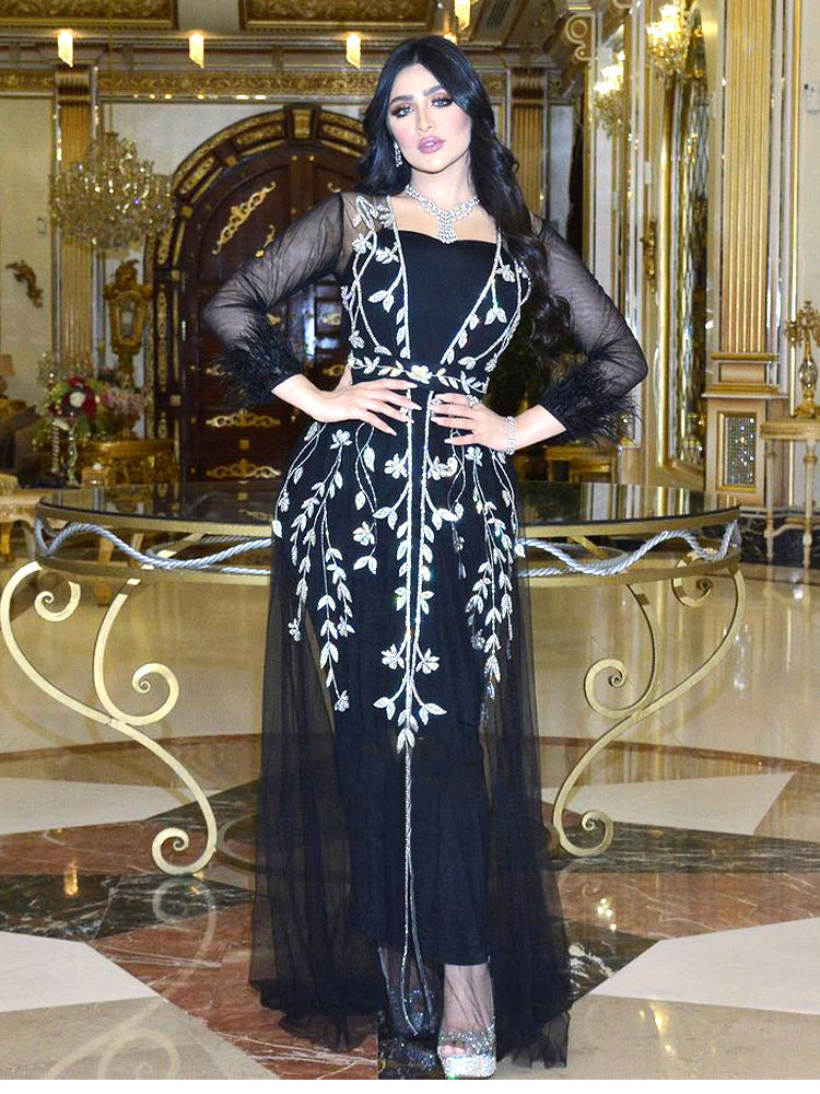 Indien Türkei Muslimischen Abaya Kleider Frauen Elegante Diamant Hochzeit Abend Party Kleid Spitze Gürtel Abaya Marokko Kaftan Robe.