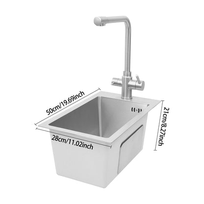 Edelstahlspüle, Küchenspüle, kleine Küchenspüle, Mini-Spüle mit Wasserhahn und Abfluss, 50 x 28 cm