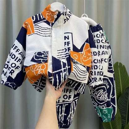 Boys Set Spring and Autumn 2024 New Children's Handsome Clothes Trendy Baby Autumn Fashion Cowboy Two Piece Set Kids Outfits.