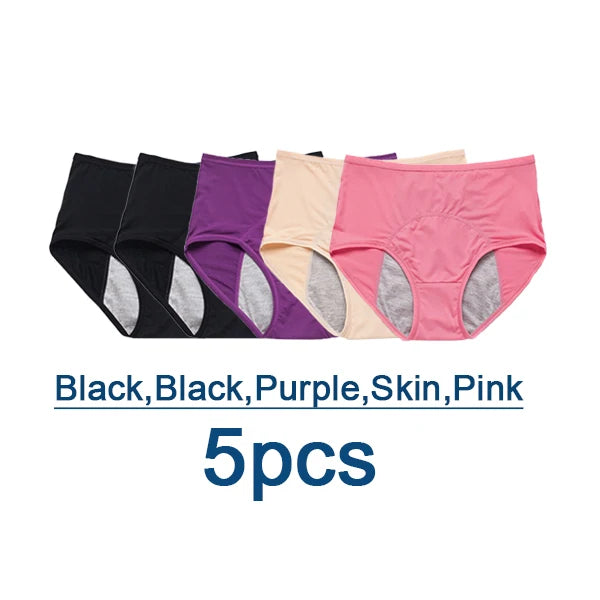 L-8XL Leak Proof Menstrual Panties 5PCS Women Period Underwear Sanitary Panties  Plus Size Physiological Waterproof Briefs