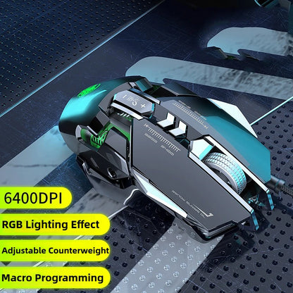 MK500 RGB Backlight Wired Mechanical Mouse 12800DPI Adjustable Macro Programming E-Sport Ergonomic Gaming Mouse For PC Laptop