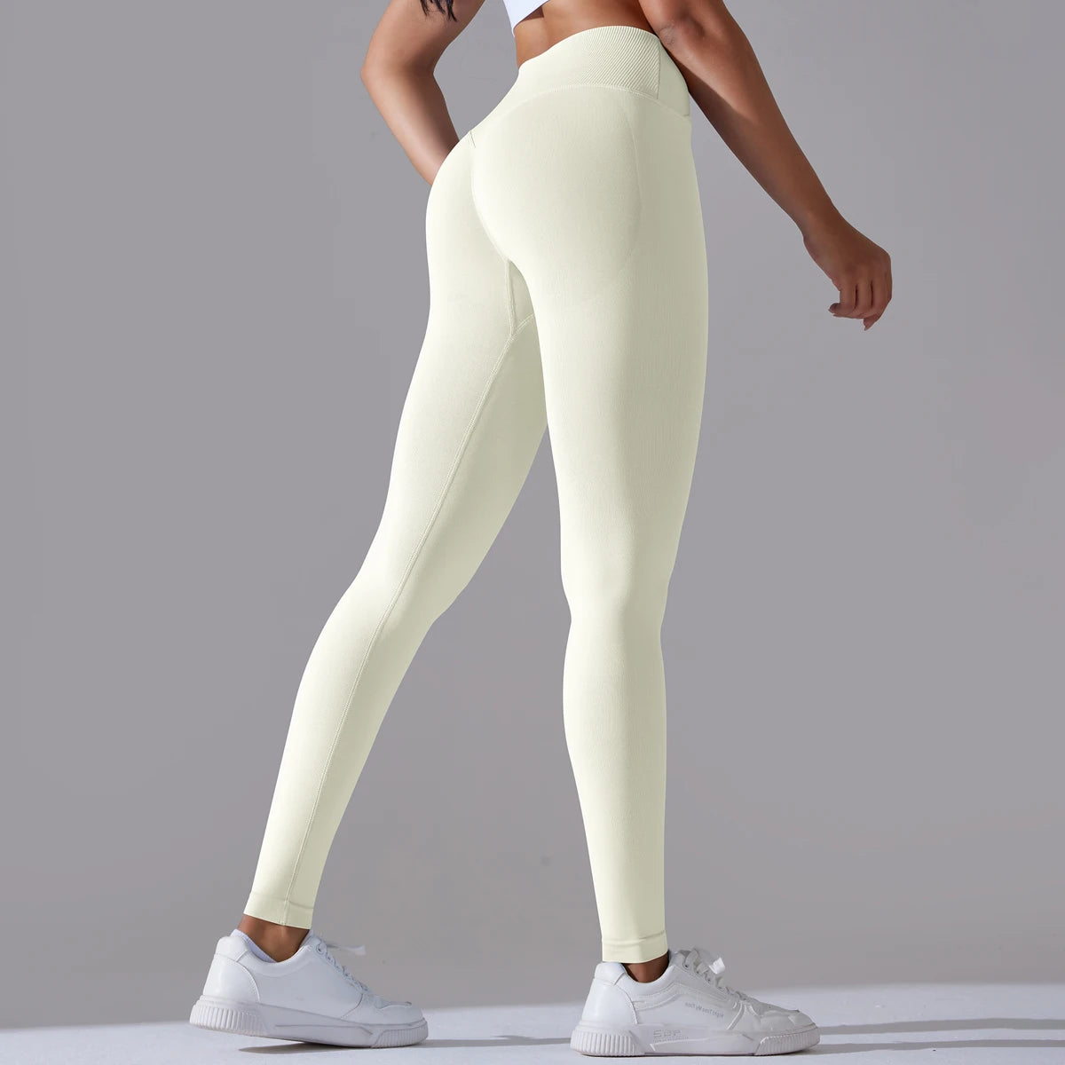 Crossover Waist Women Yoga Leggings Hips Lifting Gym Leggings Seamless Sport Pants High Waist Fitness Leggings Workout Running