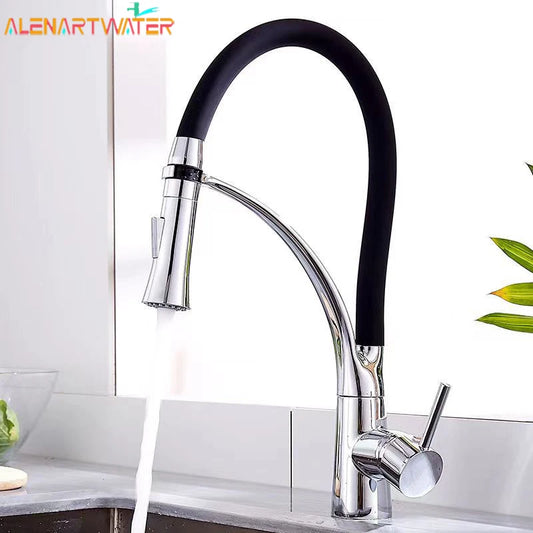 Kitchen Faucet Swivel Pull Down Black Hose Kitchen Sink Faucet Sink Tap Mounted Deck Bathroom Hot And Cold Water Mixer Crane