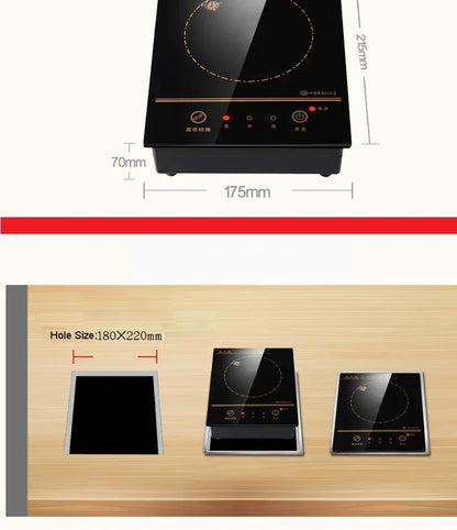 Mini Electric Magnetic Induction Cooker Wire control Embedded Hotpot Hob Burner Waterproof hot pot Tea Boiler Stove Cooktop 800W.