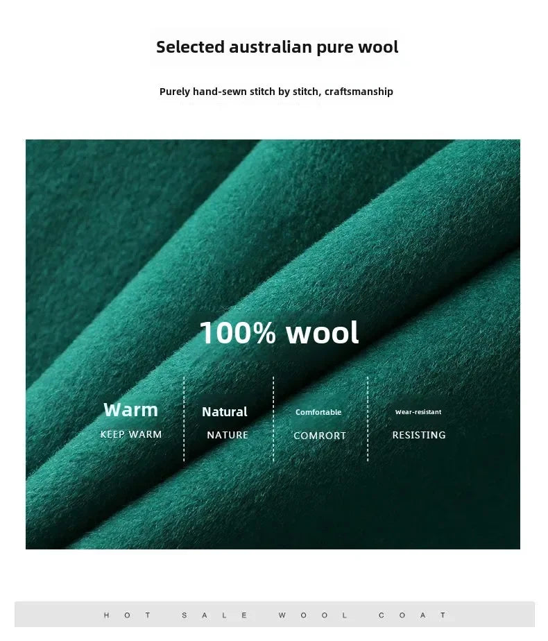 Modischer doppelseitiger Wollmantel für Damen, schmale Passform, mittellang, neue Herbst- und Winterkollektion, stilvoll.