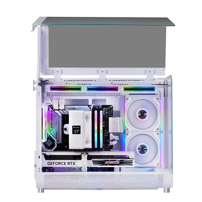 X-GAMERX HUANYI WING MATX Seaview room Case Vertical Desktop Computer 360 Water-cooled Chassis TYPE-C Interface With Screen.