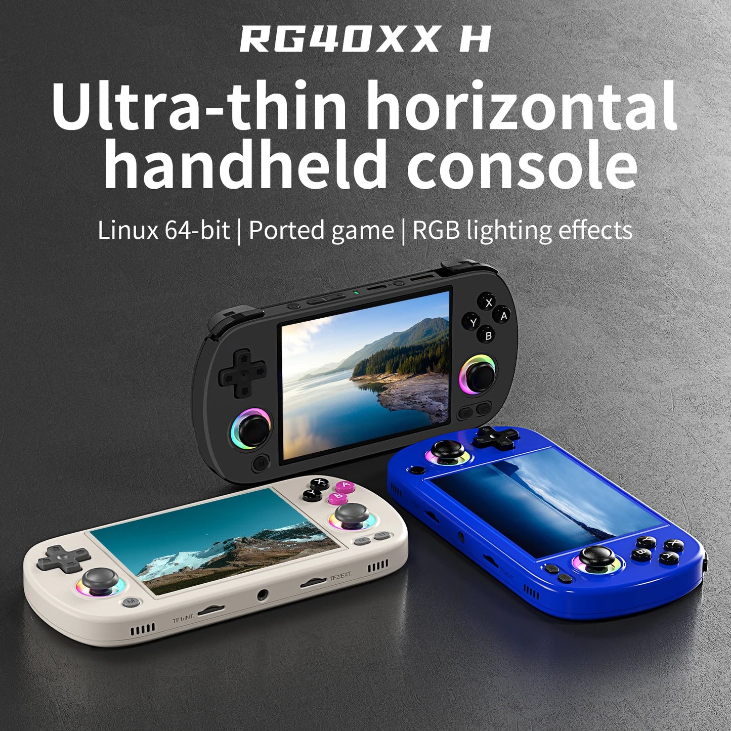 ANBERNIC RG40XX H Retro Handheld Game Console 4.0 Inch IPS Screen Linux System Built-in 64G TF Card 5488 Games Support HD-TV Out.