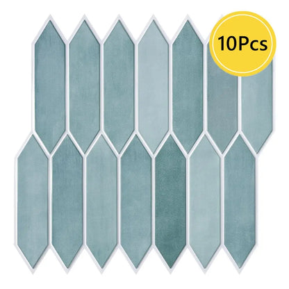 10 Pcs 3D Wall Panels, Peel and Stick Backsplash Tiles, Long Hexagon 3D Decorative Tiles for Interior Decor 30 X 30cm