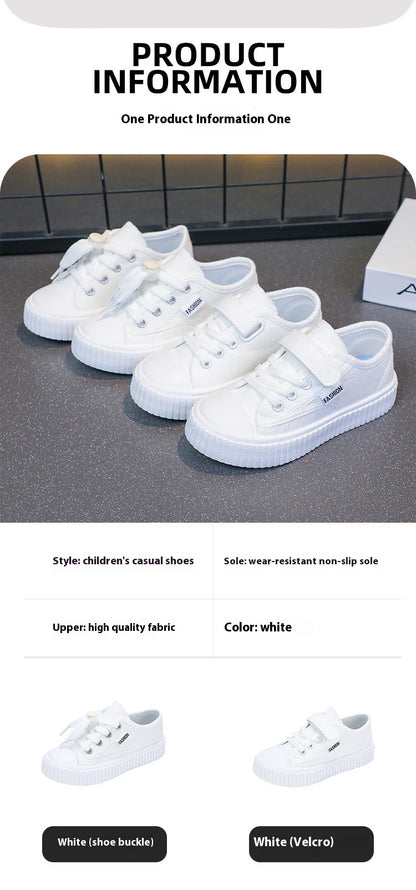 Children's Canvas Shoes 2025 Summer New Students White Shoes Boys Sports Shoes Girls Breathable Casual Shoes Children's Shoes.