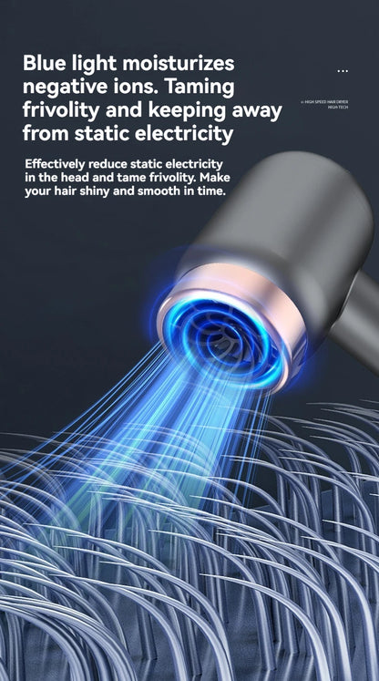 Wireless charging hair dryer for household use, high-speed negative ion hair dryer, high-power bladeless hair care, quick drying.
