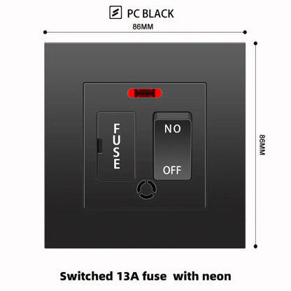 Schwarze UK 13A Wandsteckdose mit USB Typ C 18W Schnelllade-Steckdose, Wandsteckdose mit USB-Ladegerät, Schalter mit Steckdose.