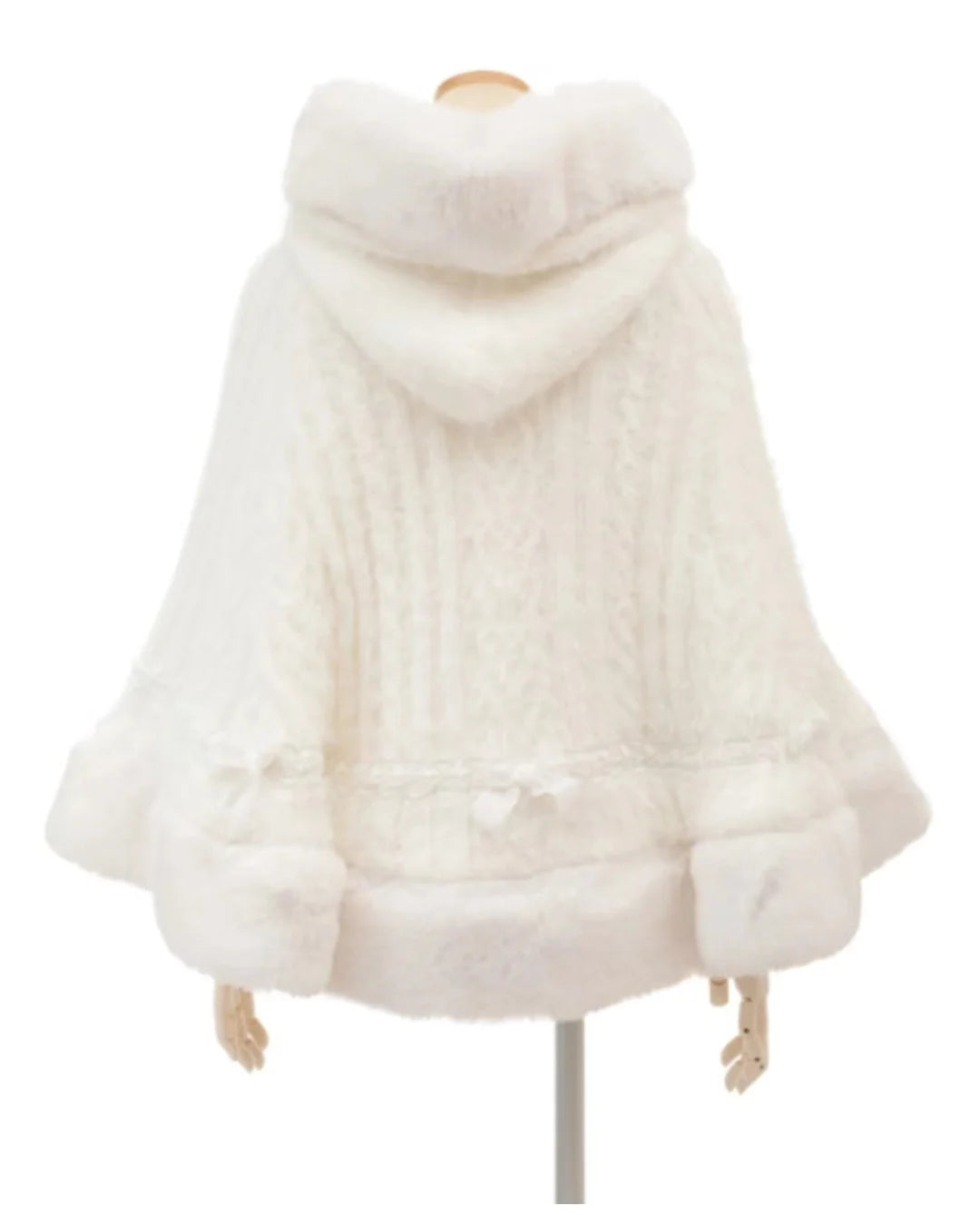 Japanische Liz Süße Prinzessin Faux Kaninchen Fell Cape Mantel Frauen Herbst Winter Pelz Jacke Lose Uhr Strass Bogen Mit Kapuze Mantel