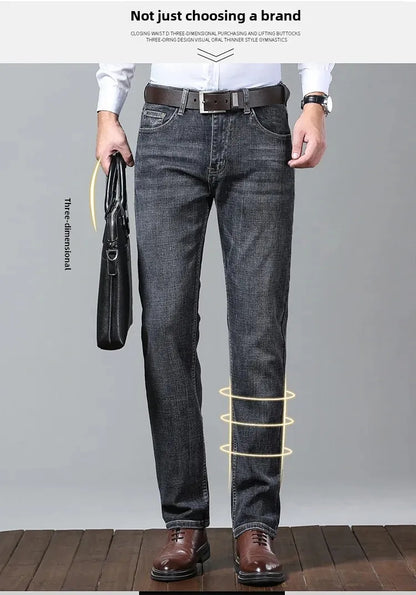 Lee Dex Jeans Herren Herbst/Winter Dicke, gerade Beine, lockere Passform, lässige Business-Hose, schlankmachend, glättet Ihre Silhouette-Hose.