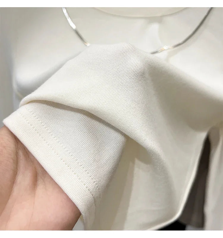 Women Trendy Chain Link Autumn Fashion Slim Fit Cropped T-shirts 2025 Long Sleeve T-shirt Solid Simple Base Layer Crop Tops.
