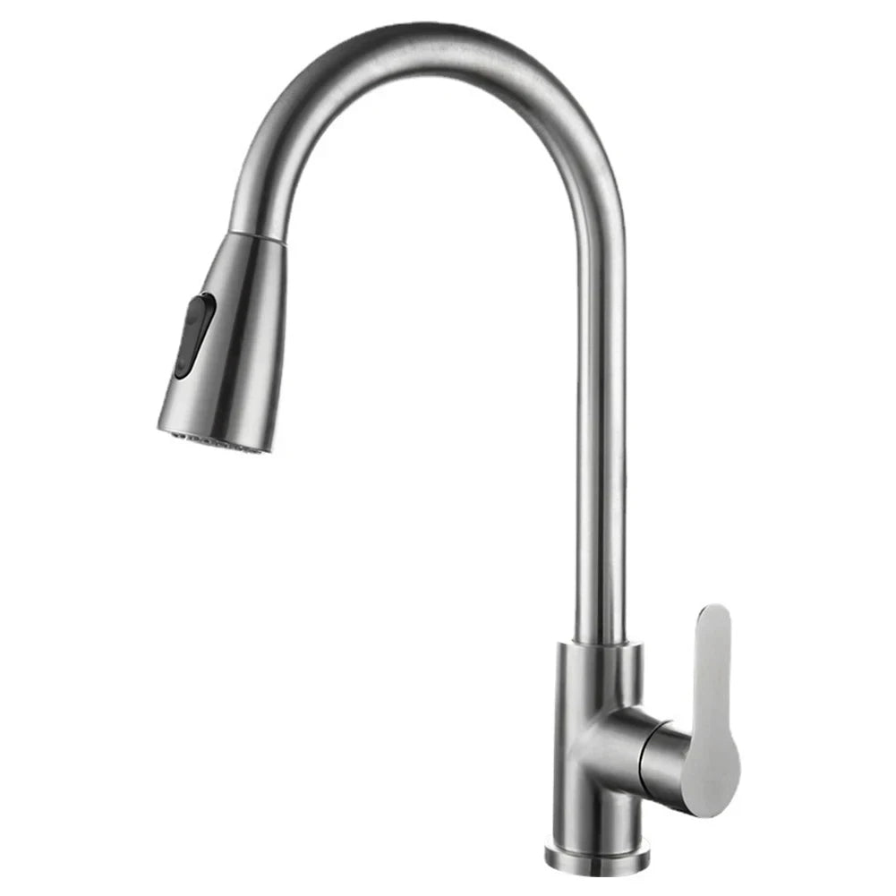 Spring Brushed Nickel Kitchen Faucet Deck Mounted Mixer Tap 360 Degree Rotation Stream Sprayer Nozzle Kitchen Sink Hot Cold Taps